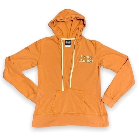 Harley-Davidson Tops - WOMEN’S 2007 heritage harley davidson v-neck hoodie sweater orange size M